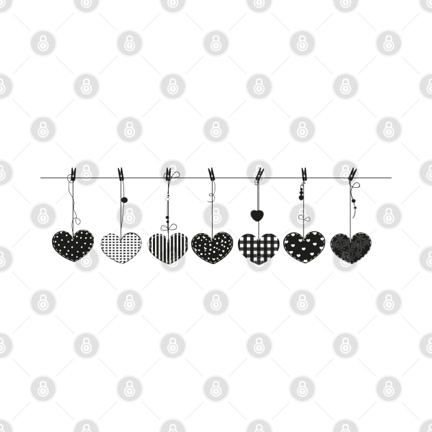 hanging love black Valentine's hearts by GULSENGUNEL