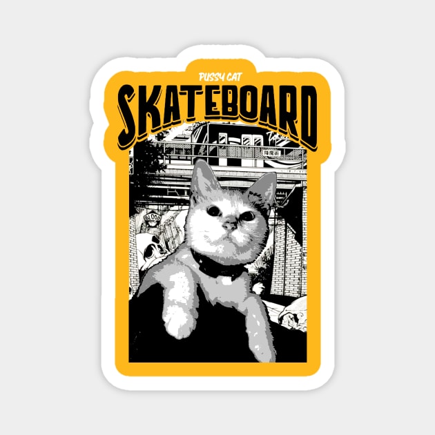 Pussy Cat Skate Board Magnet by Bakul Jenang