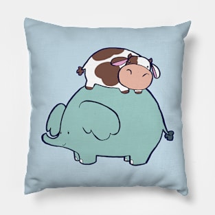 Cow and Elephant Pillow