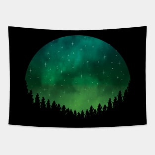 Stars in Space Over Forest (green) Tapestry