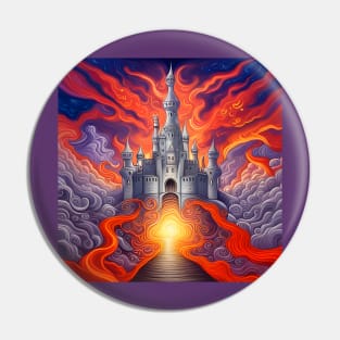 Dragon Castle Psychedelic Fantasy Pin