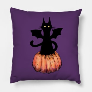 Bat Cat in a Pumpkin Pillow