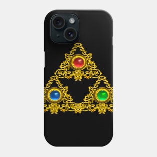 MAGIC ELFIC TALISMAN /GOLD TRIANGLE WITH GEMSTONES IN BLACK Phone Case