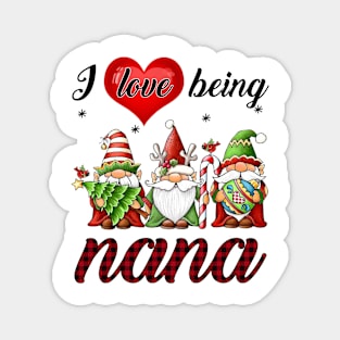 I Love Being Nana Gnomes Red Plaid Magnet