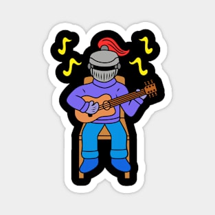 Cute cartoon knight playing guitar Magnet