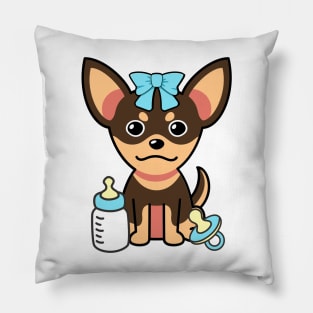 Cute small dog Gender reveal - its a boy Pillow