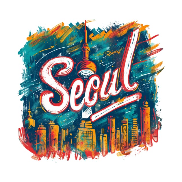 Seoul Retro South Korea t-shirt by GreenMary Design