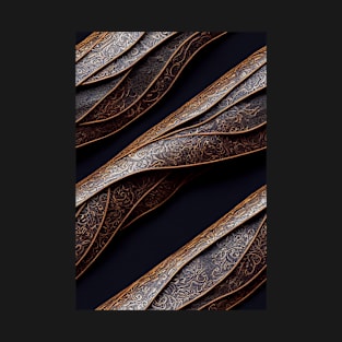 Dark Brown Ornamental Leather Stripes, natural and ecological leather print #38 T-Shirt