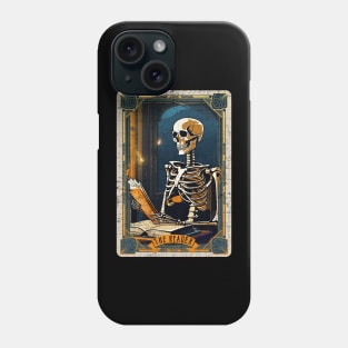 The Reader Retro Skeleton Halloween Tarot Card Phone Case