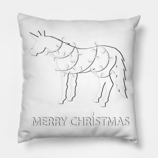 Merry Christmas Unicorn Pillow