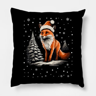 Cute Red Fox Christmas Santa Hat Xmas Pajama Pillow