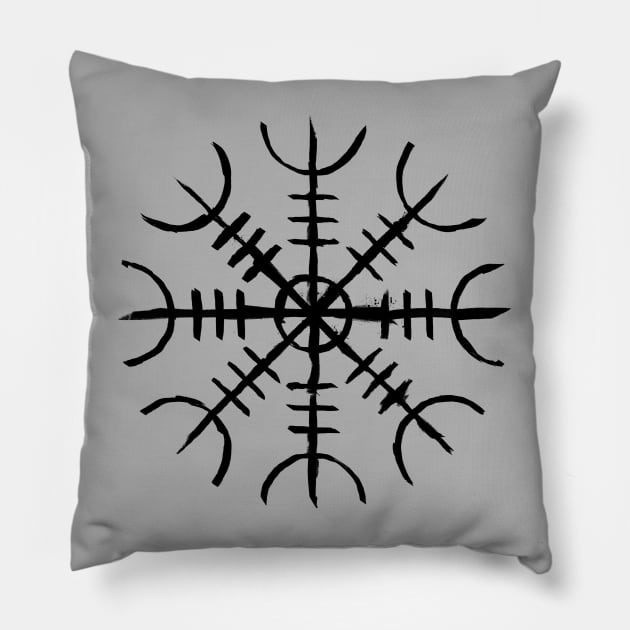 Helm of Awe Scrawl - Viking Protection Rune Pillow by GAz