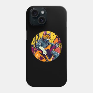 Cute Musician Funny Cat Playing Guitar - Love Cats Phone Case