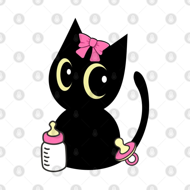 Cute black cat is a baby - girl by Pet Station