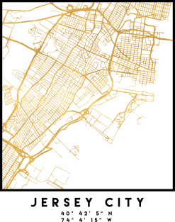 JERSEY CITY NEW JERSEY STREET MAP ART Magnet