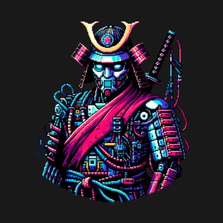 Samurai of the Future - Cyber Warrior Pixel Art T-Shirt