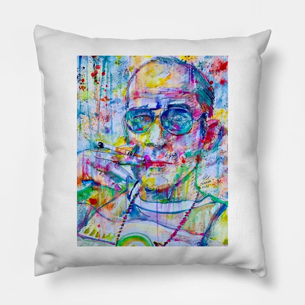 HUNTER S. THOMPSON watercolor portrait .1 Pillow by lautir