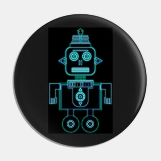 Neon Blue Robot Pin