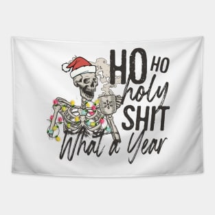 HO HO HOLY SHIT WHAT A YEAR, Skeleton Christmas Tapestry