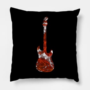 Red Flame Guitar Silhouette on White Pillow