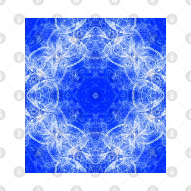 Fractal lace mandala in blue and white by hereswendy