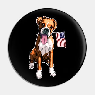 American Flag Boxer Dog Love Pin