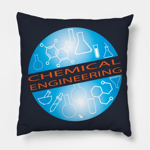 Chemical engineering text, picture, globe design Pillow by PrisDesign99