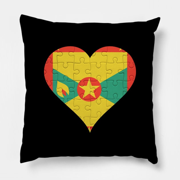 Grenadan Jigsaw Puzzle Heart Design - Gift for Grenadan With Grenada Roots Pillow by Country Flags