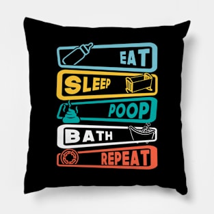 Eat, Sleep, Poop, Bath, Repeat Pillow