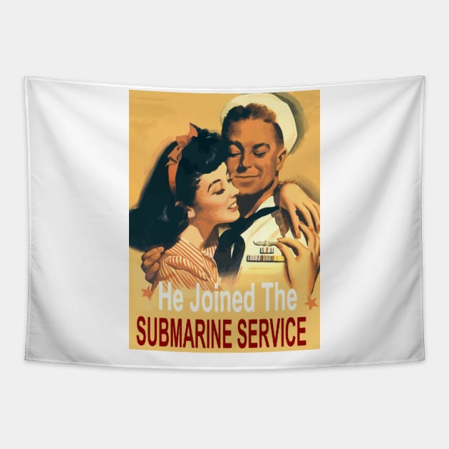 US Navy Submarine Service, Vintage Recruiting Poster Tapestry by Naves