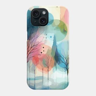 Colorful Pastel Pink Abstract Trees Phone Case