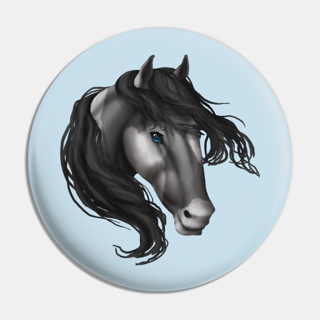 Horse Head - Gray Paint Pin by FalconArt