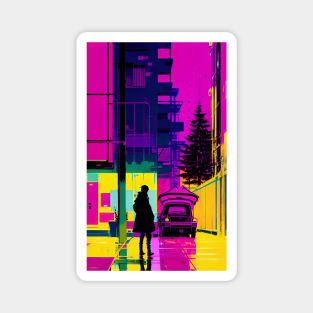 colorful utopian city Magnet