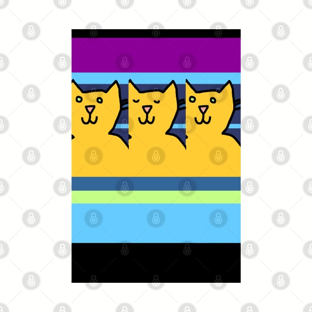 Blinking Yellow Cats on Stripes by ellenhenryart