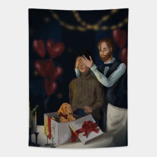 Gay couple on Valentine's day Tapestry