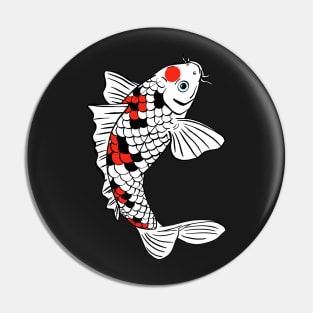 Jumping Koi Carp Fish with Red Black White Scales and Blue Eyed Pin