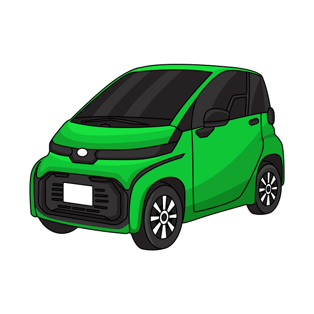 Cute green micro sized car by Cartoons of fun