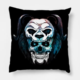 Blue Gothic Panda Skull Pillow