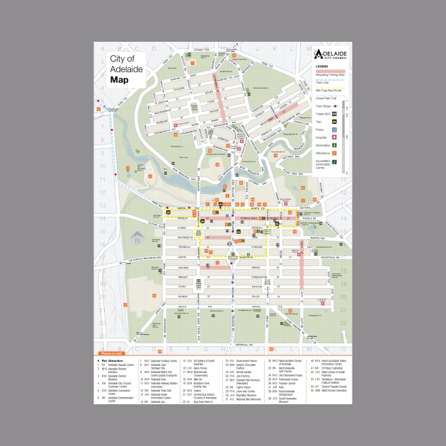 Adelaide - Australia - City Center Map - HD by Superfunky