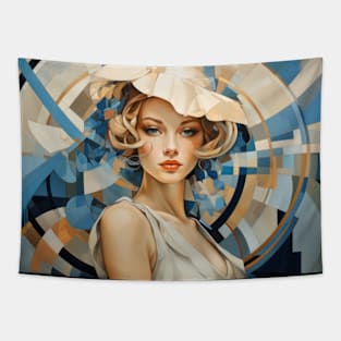 Beauty Woman Retro Abstract Colorful Painting Tapestry