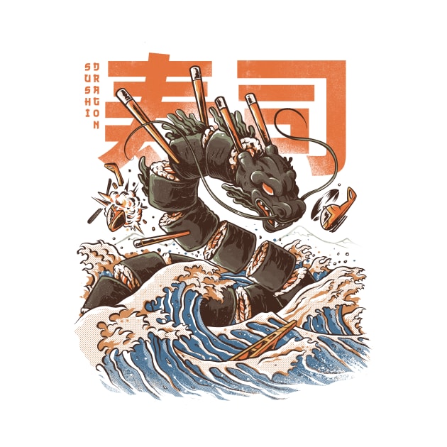 Great Sushi Dragon - Great Wave by Ilustrata