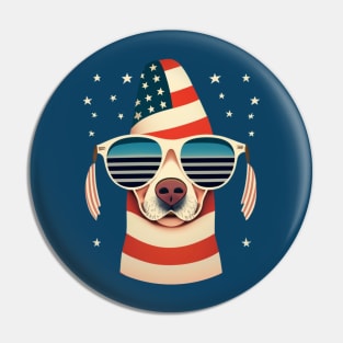 Dog With USA Flag Sunglasses Pin