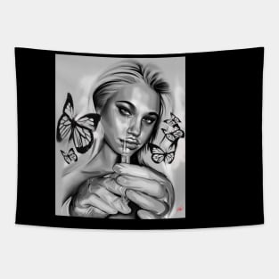 Yeb1 Art Butterflies Needle Chicano Art California Style Tapestry