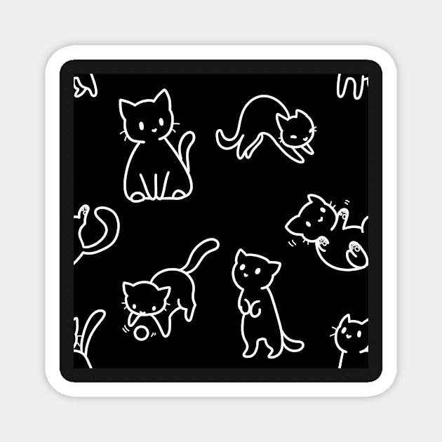 Kitties!! (Inverted version) Magnet by lilacfeathers