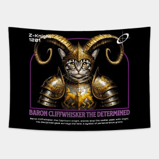 Capricorn Knight Cat: Astrology Warrior - Zodiac Collection Tapestry