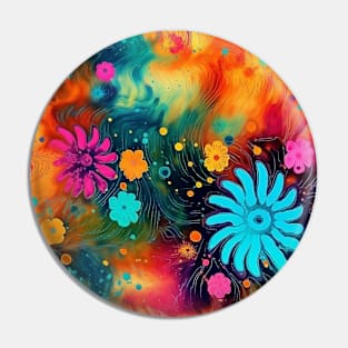 Rainbow flowers Pin