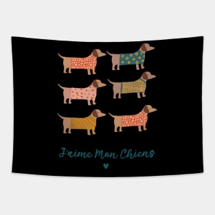 Dog Dachshund Weiner In Paris, French Dachshund Lover, Dog Lover Gift, Weiner Lover Gift, Hot Dogs Tapestry