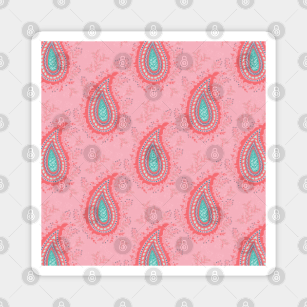 Coral and pink Paisley pattern design. - Paisley Pattern ...