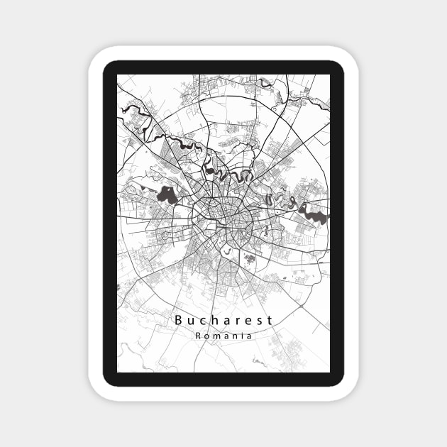 Bucharest Romania City Map Magnet by Robin-Niemczyk