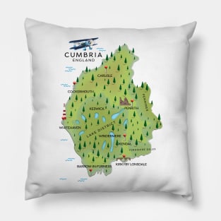 Cumbria England Map Pillow